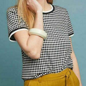 Anthropologie T-Shirt XL Maeve Gingham Knit Tee